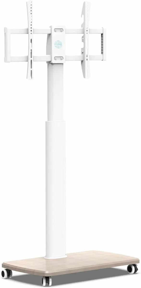 White TV Stand on Wheels with 20mm Wood Base for - Image 1