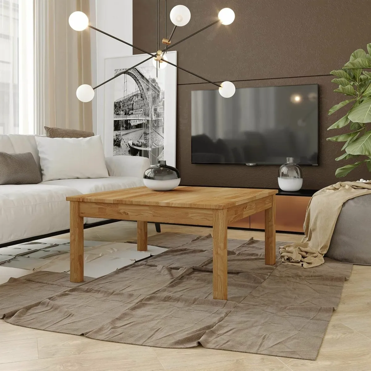 Tomas Solid Wood Coffee Table - Durable and - Image 1