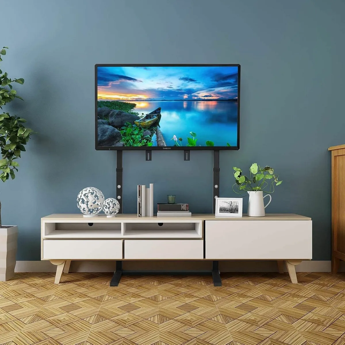 Floor TV Stand With Bracket: Free Standing - Image 2