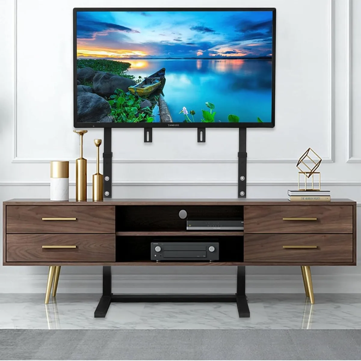 Floor TV Stand With Bracket: Free Standing - Image 3
