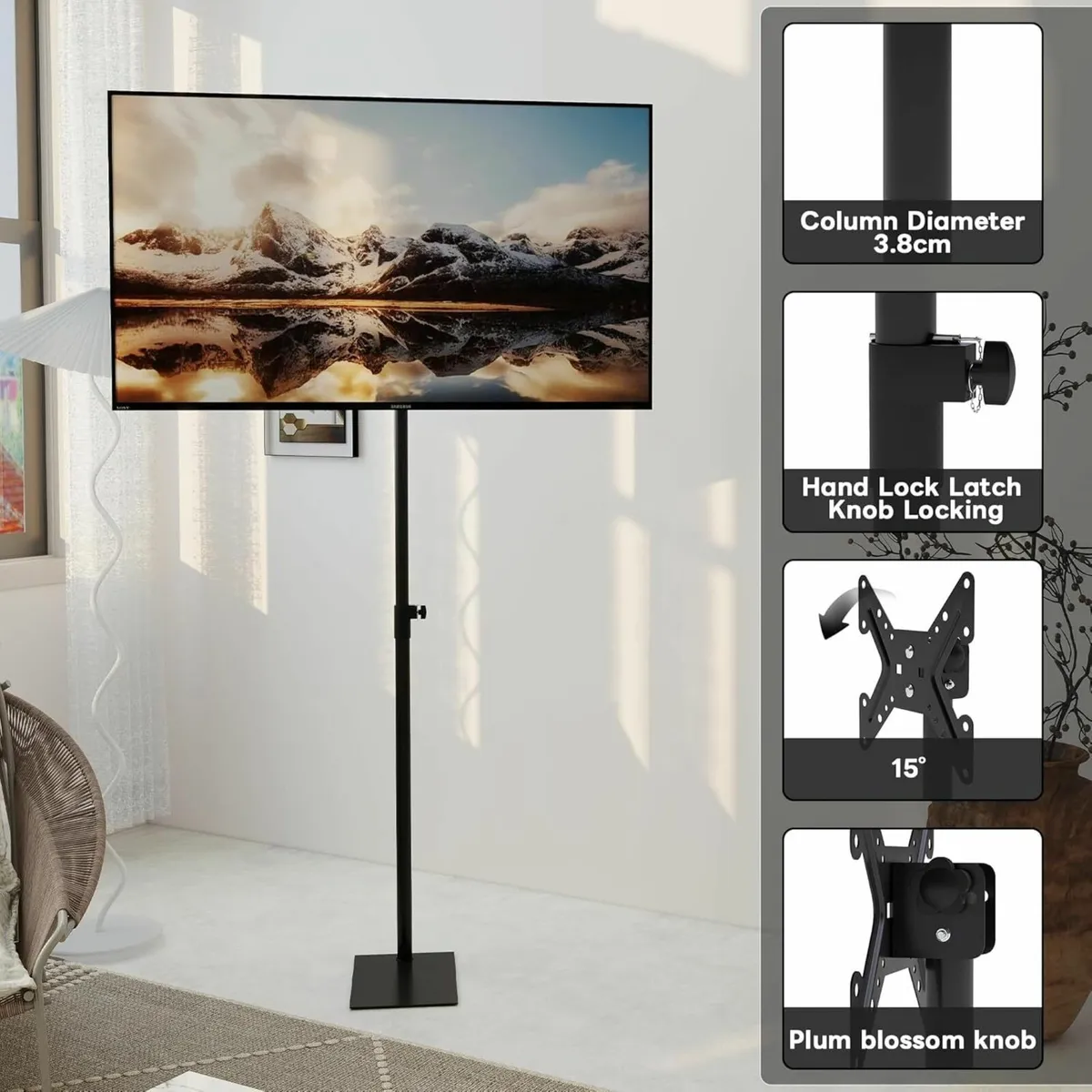 360degrees Swivel Floor TV Stand Universal Tall - Image 3