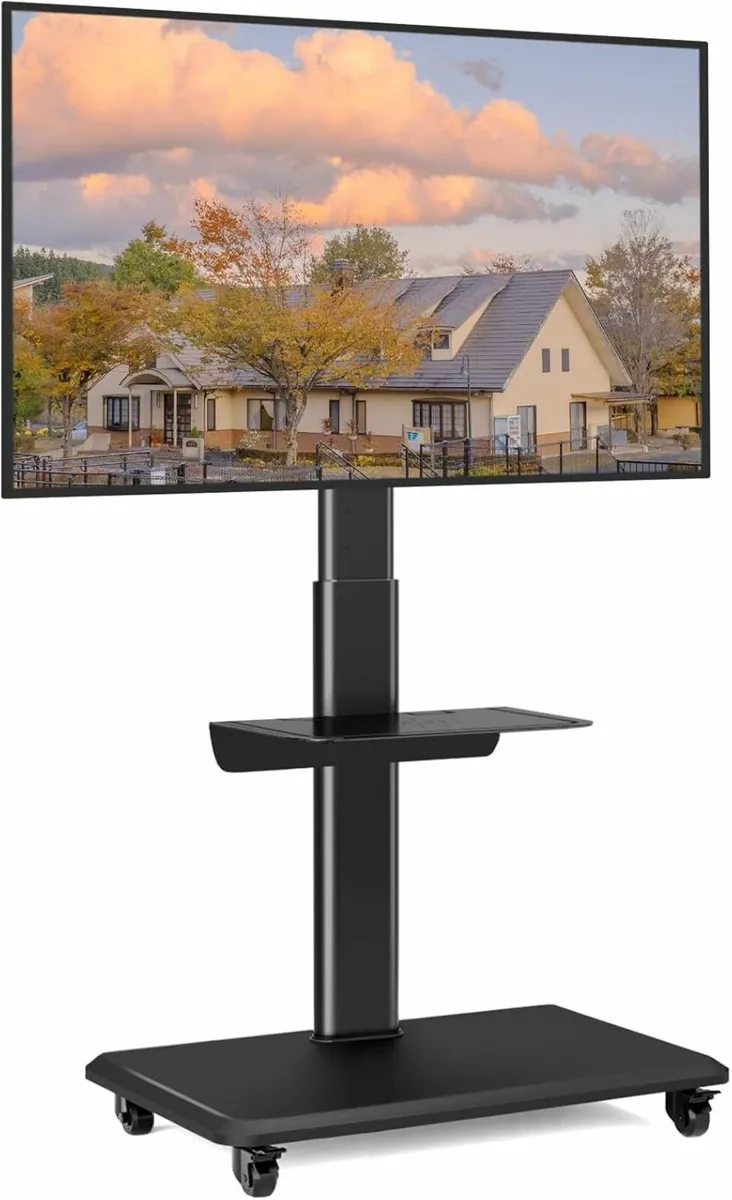 Mobile TV Stand on Wheels for Most Flat Curved - Image 1