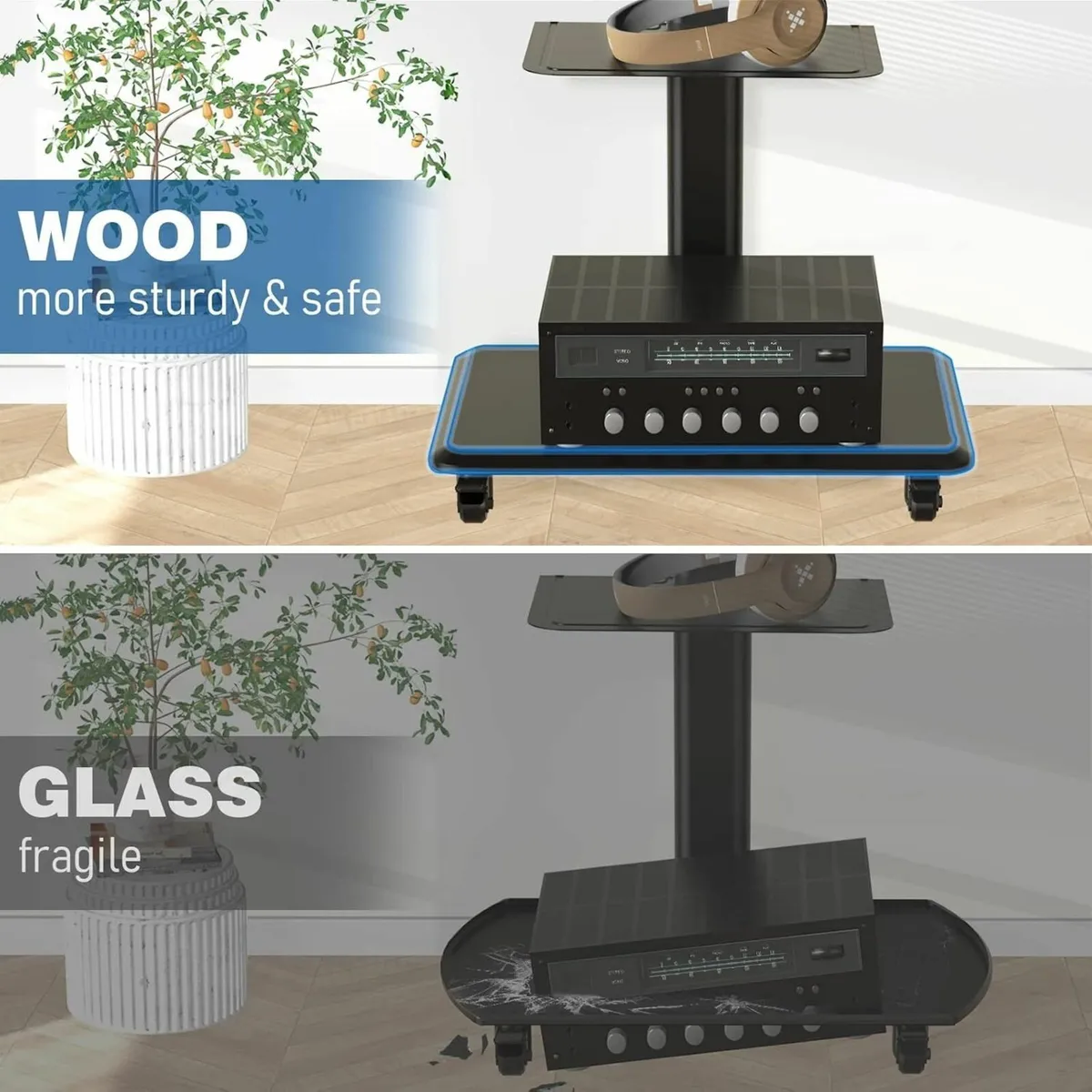 Mobile TV Stand on Wheels for Most Flat Curved - Image 3