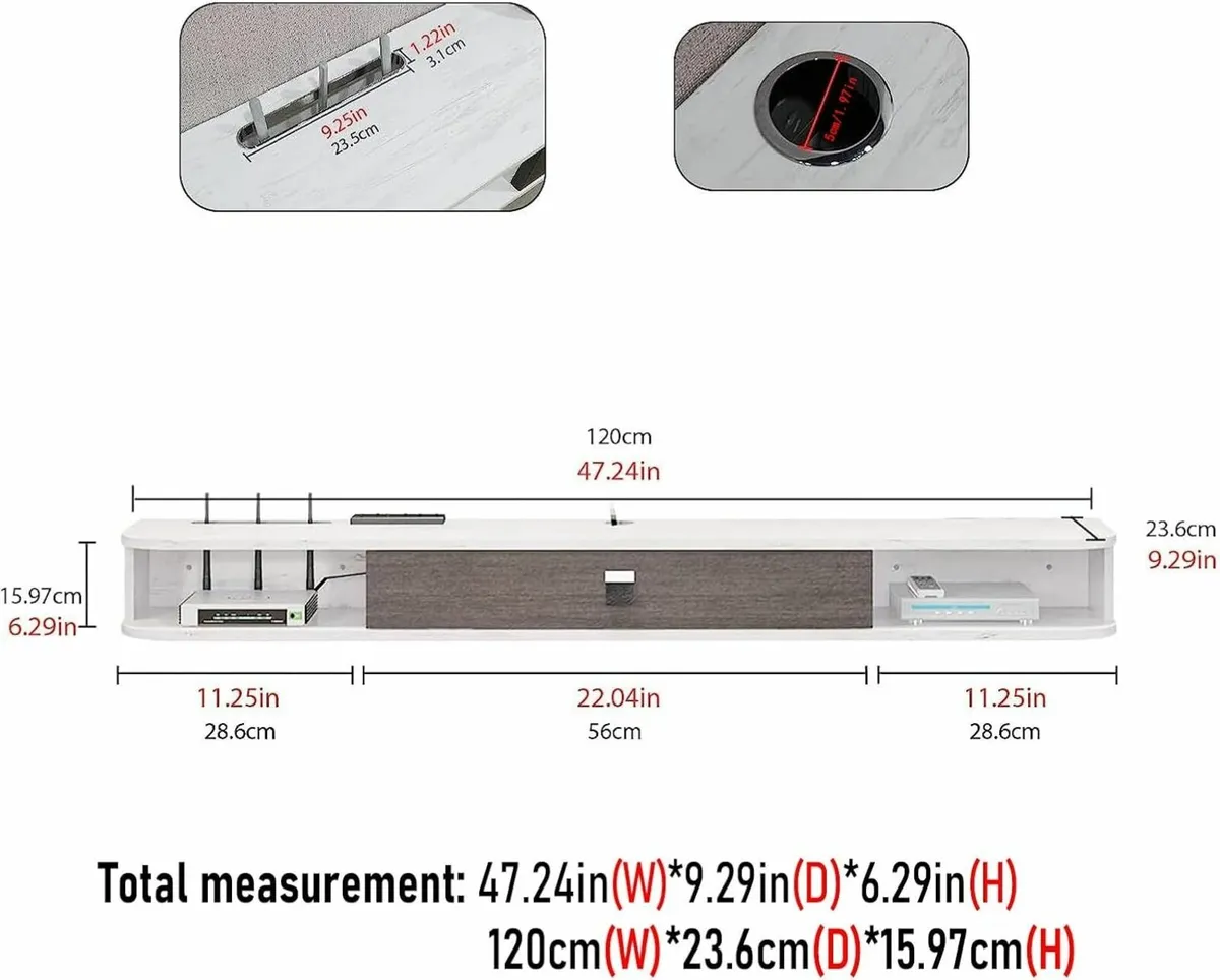 Floating TV Stand Wall Mounted Cabinet Shelves - Image 2
