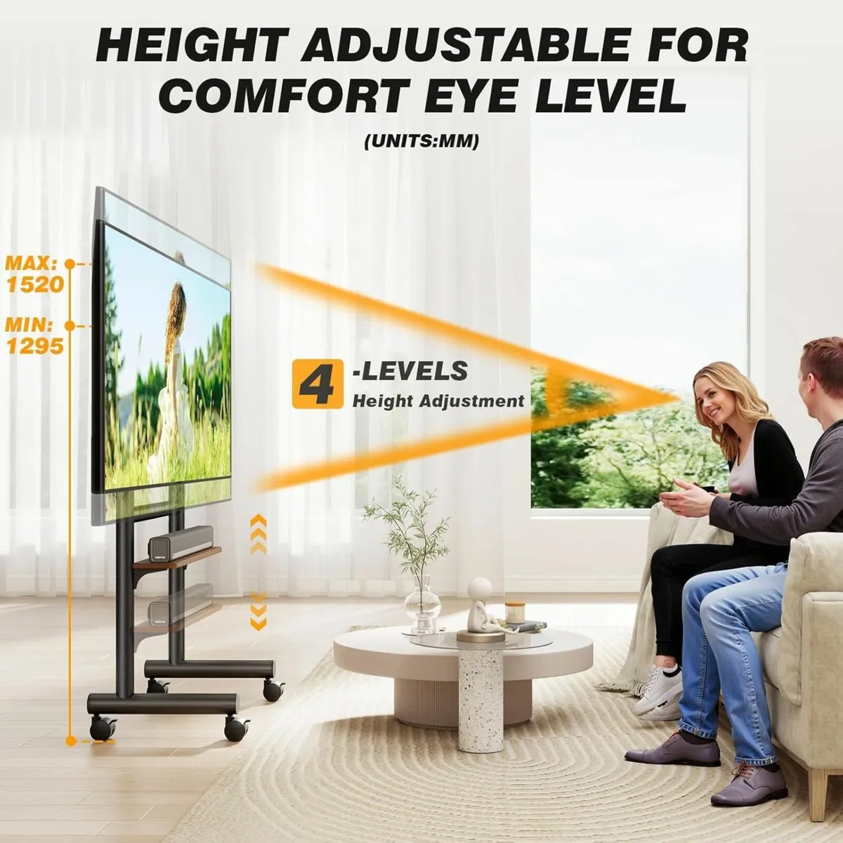 Mobile TV Stand with Wheels for 40-85 Inch TVs - Image 4