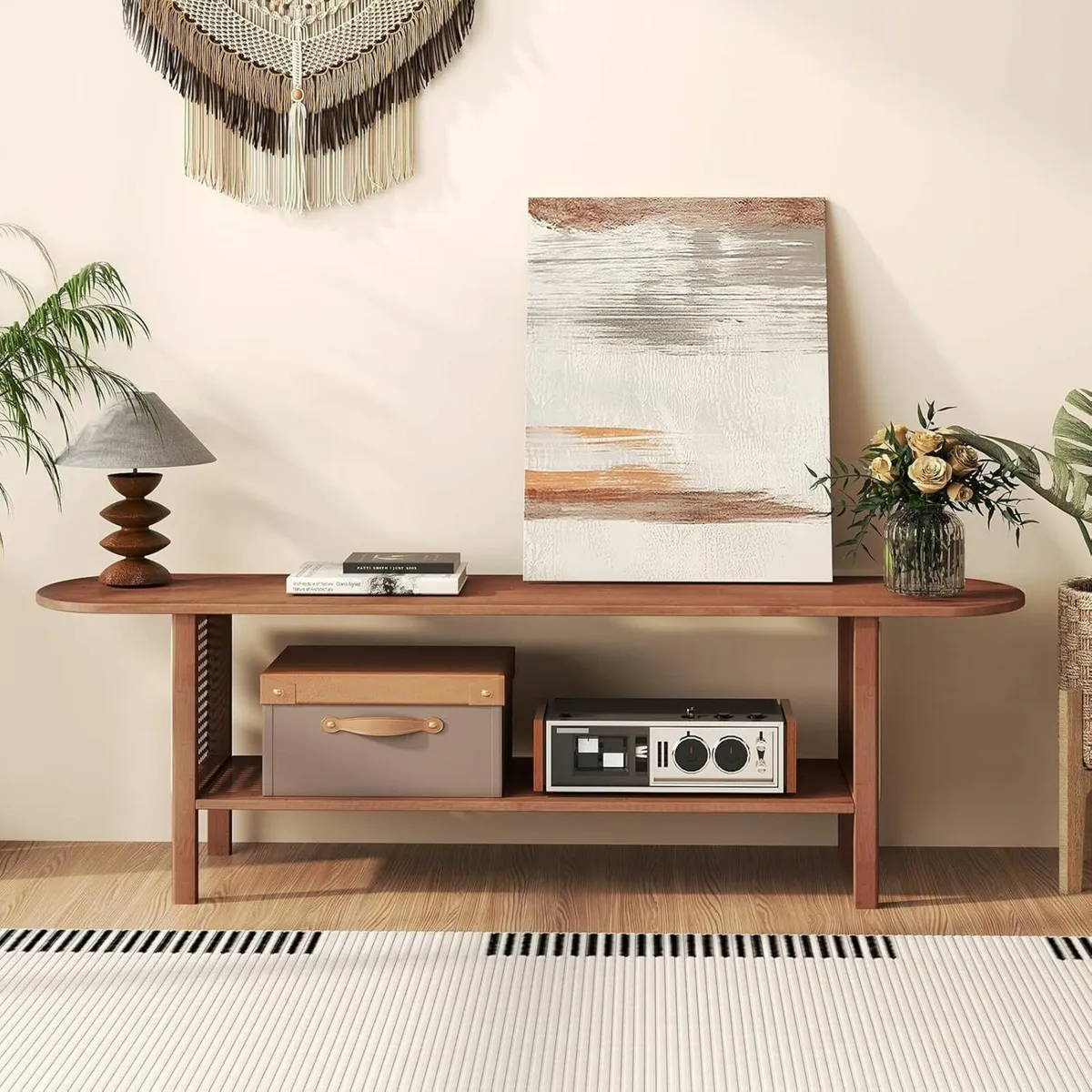 TV Table Low Bench 140cm Small Cabinet with - Image 2