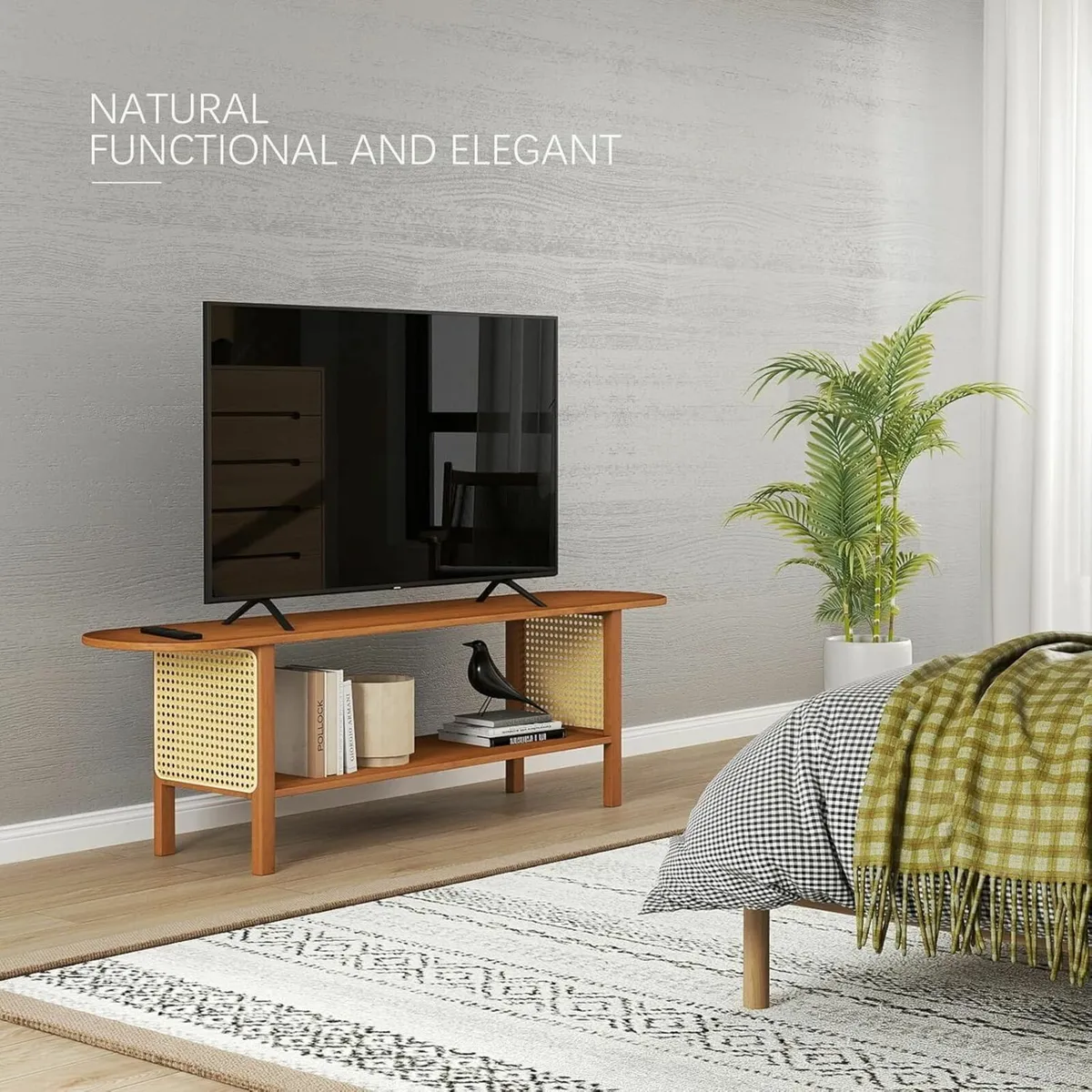 TV Table Low Bench 140cm Small Cabinet with - Image 4