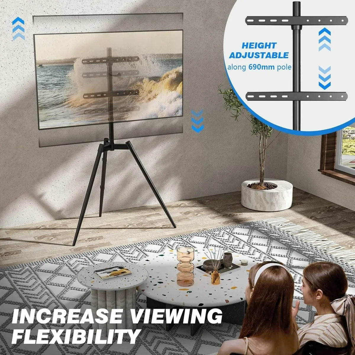 Tripod Easel TV Stand for 32-65 Inch LED LCD OLED - Image 3