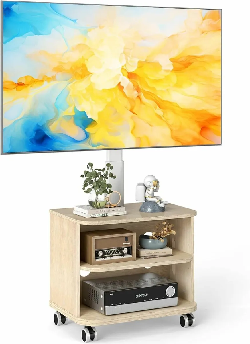 White TV Stand on Wheels for 32-65 inch LED LCD - Image 1