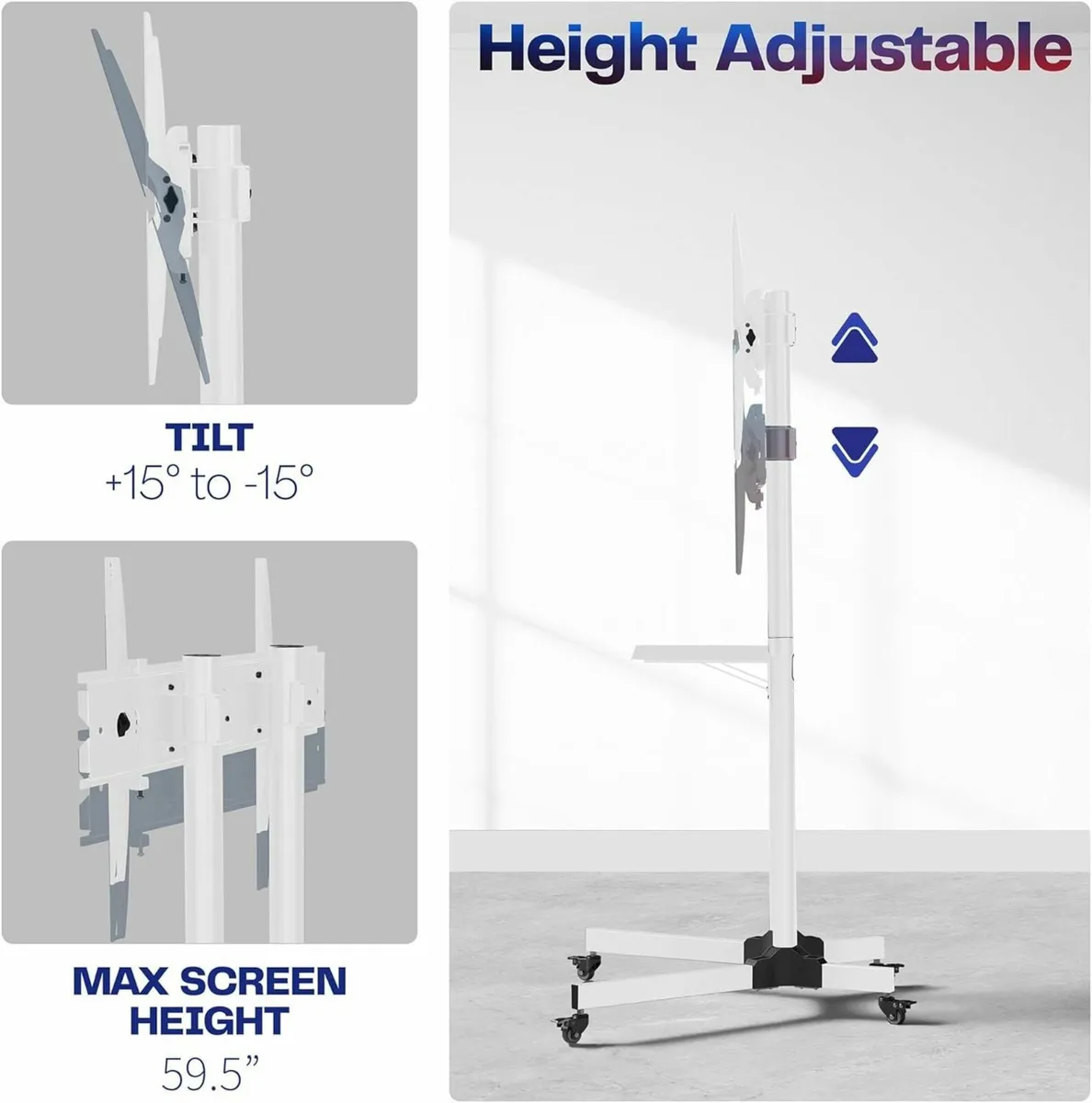 Mobile TV Cart for 32 to 83 inch Screens up 50 kg - Image 3