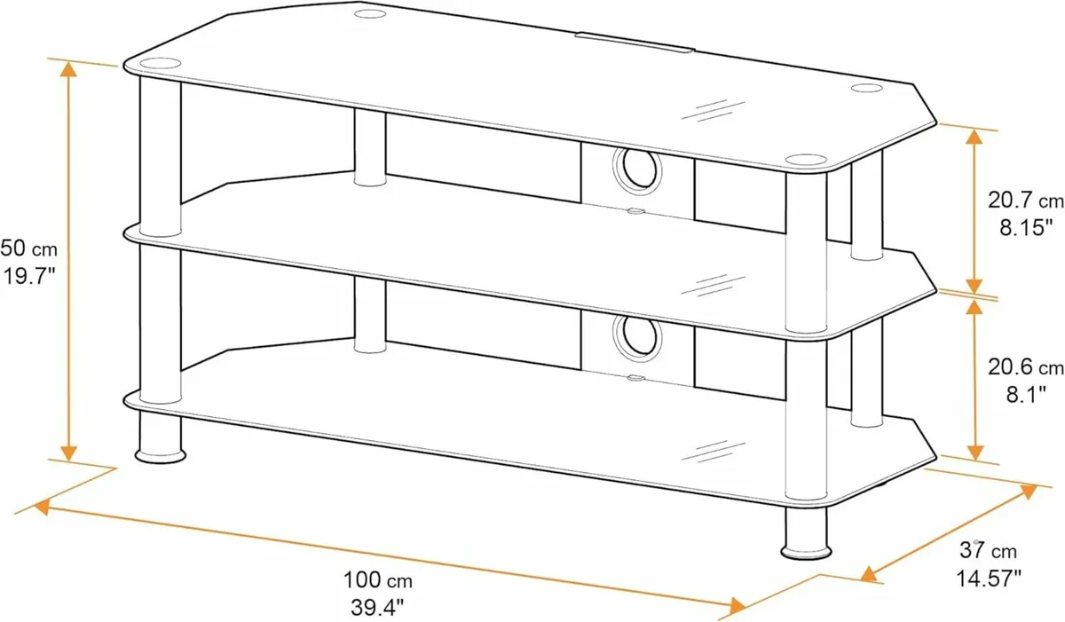 Glass TV Stand – Black Unit 100cm Wide with - Image 3