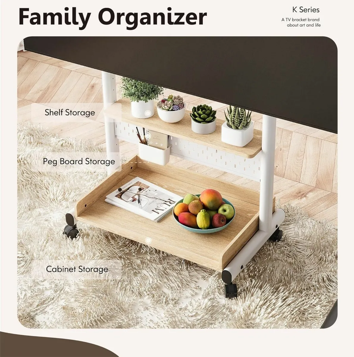 TV Floor Stand on Wheels for 40-85 Screens - Image 2