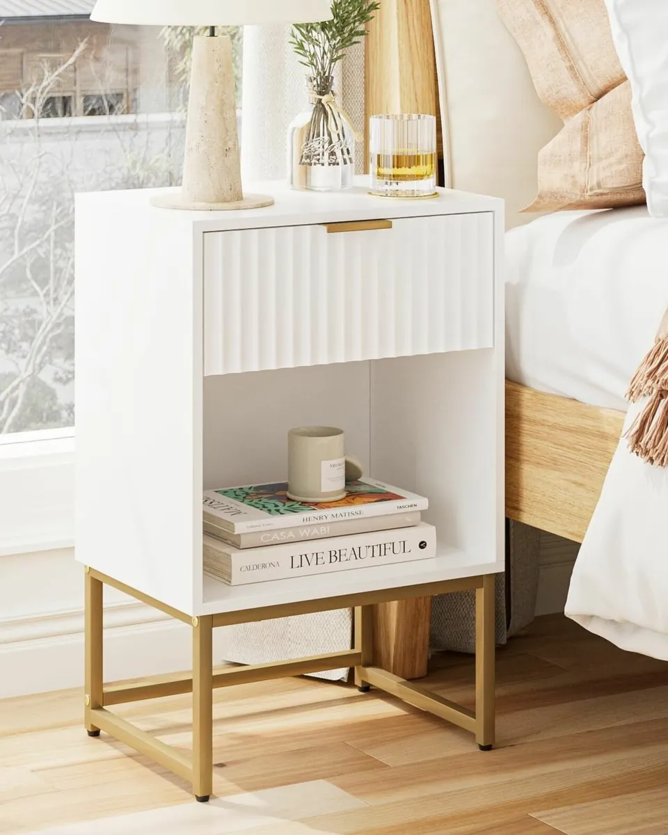 Bedside Table with Drawer 15.7 Wide Side and - Image 1