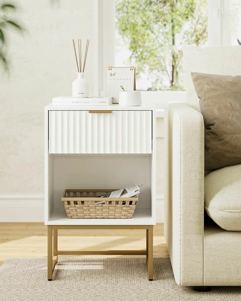 Bedside Table with Drawer 15.7 Wide Side and - Image 4