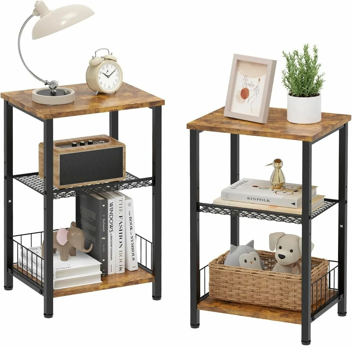 3-Tier Side Table Set of 2 Industrial End - Image 1