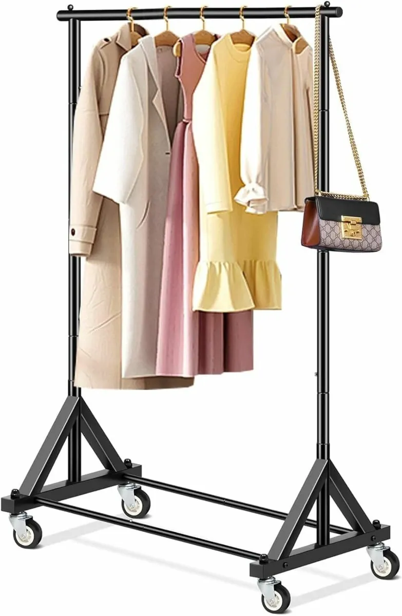 Heavy Duty Small Clothes Rail for Bedroom Rolling - Image 1