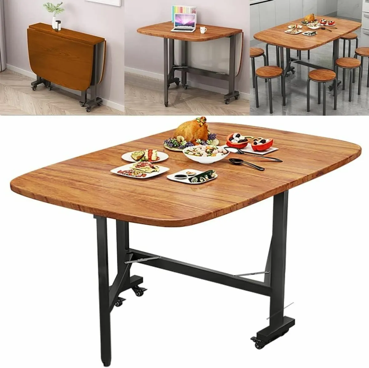 Multifunction Table Drop Leaf Dining - 120cm - Image 1
