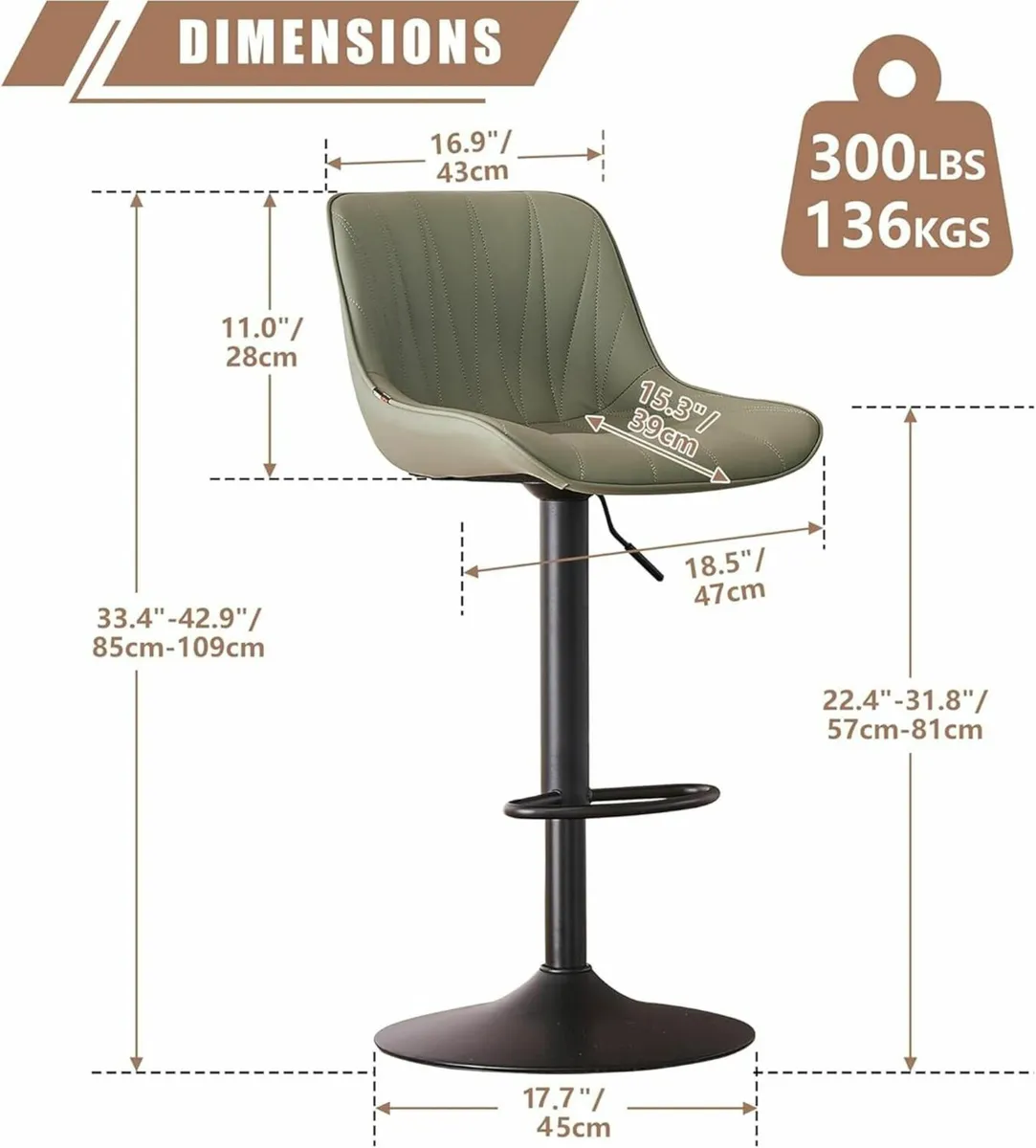 Bar Stools Set of 2 Swivel Tall Barstools with - Image 2