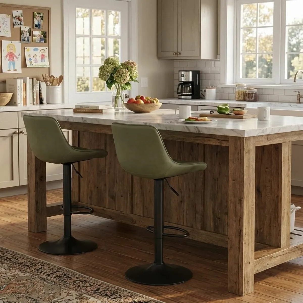 Bar Stools Set of 2 Swivel Tall Barstools with - Image 3