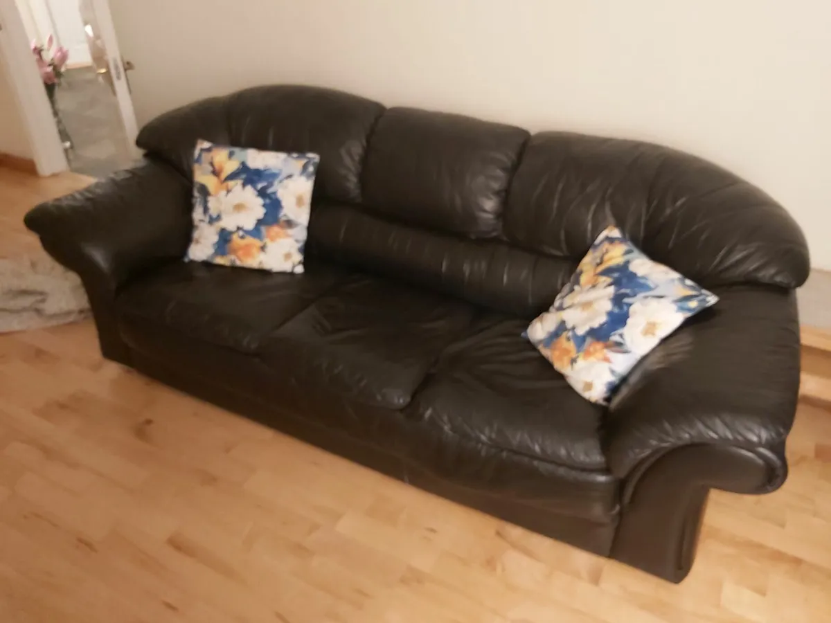Sofa, black leather - Image 1