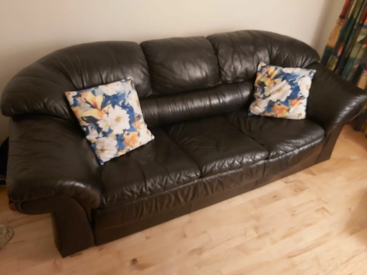 Sofa, black leather - Image 3