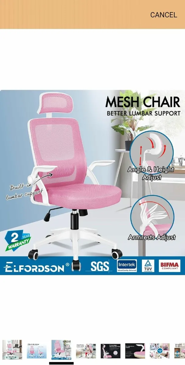 Pink desk chair
