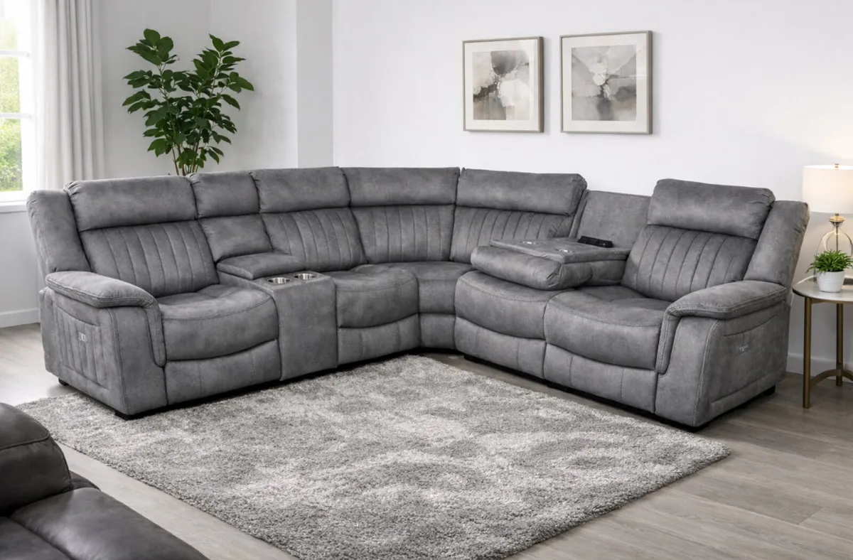 New Grey Hampton Electric Corner Sofa - Image 1