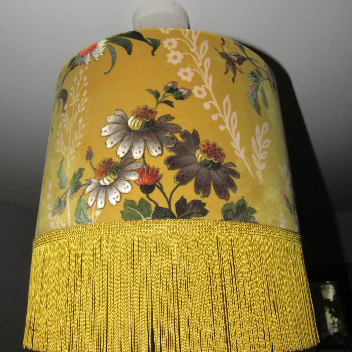 Vintage Hanging Lampshade with Tassels smaller - Image 1
