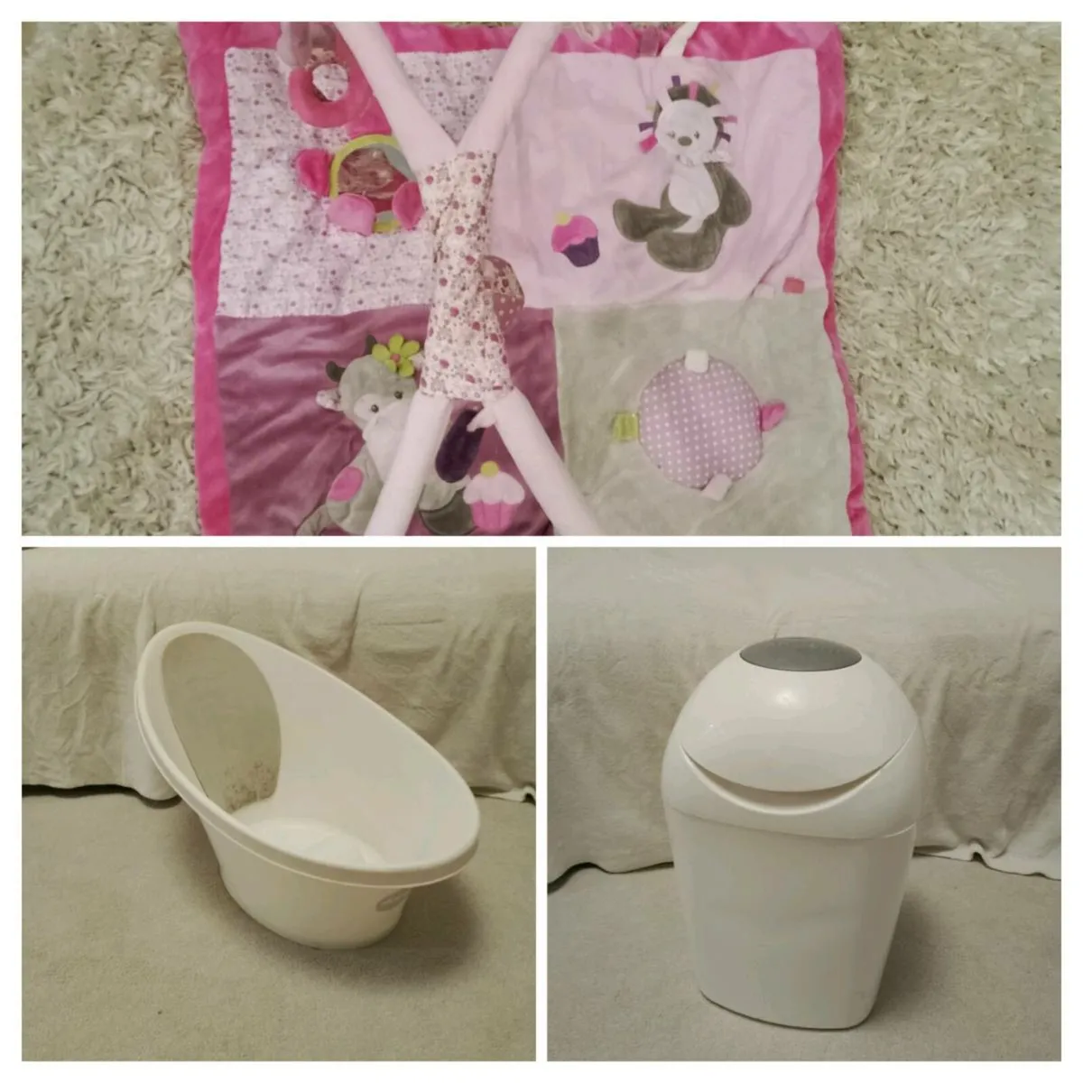 Baby Nursery Bundle, Baby Gym, Snuggle bath,N Bin - Image 1