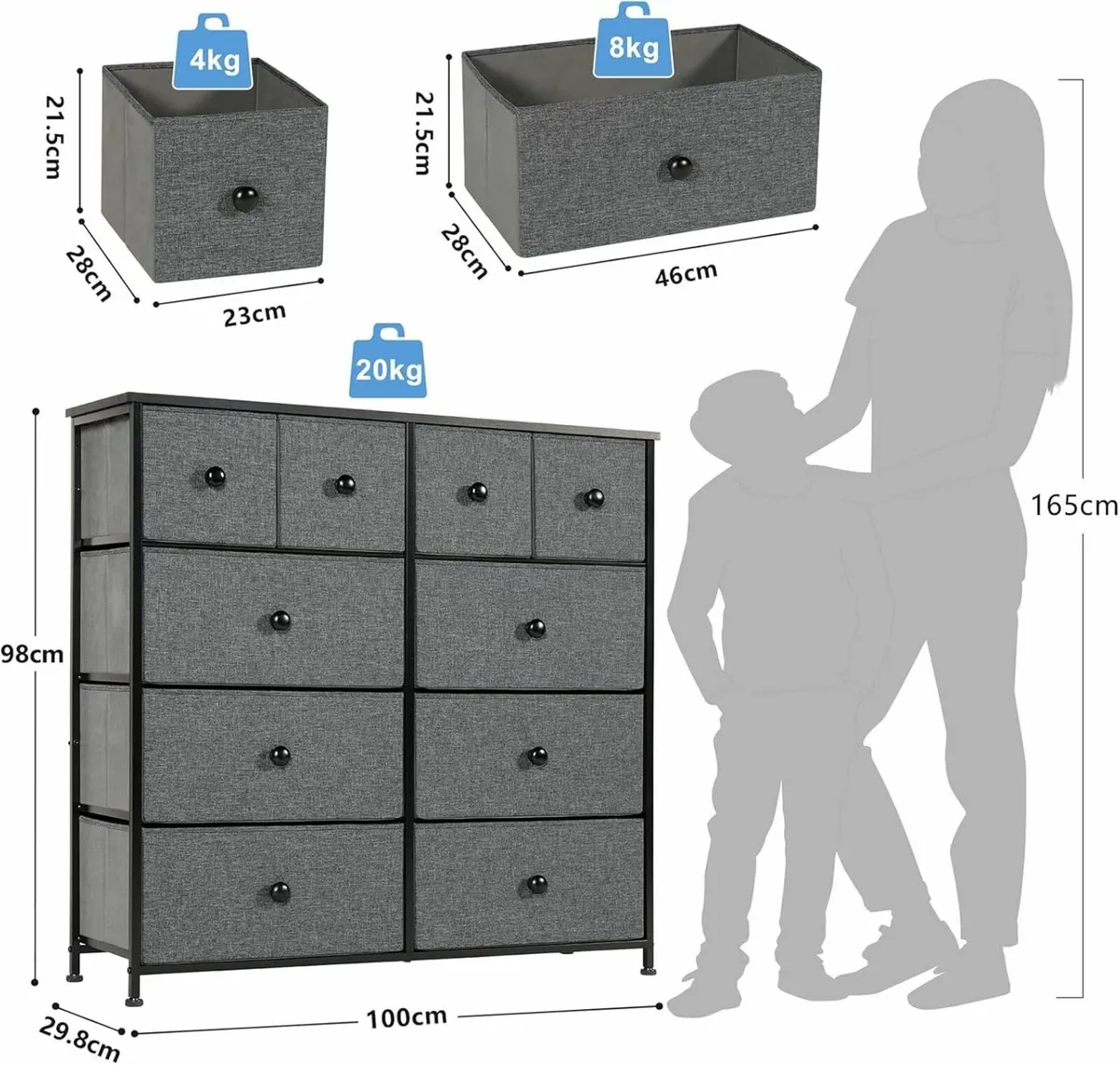 Chest of Drawers with 10 Bedroom Storage Drawer - Image 3