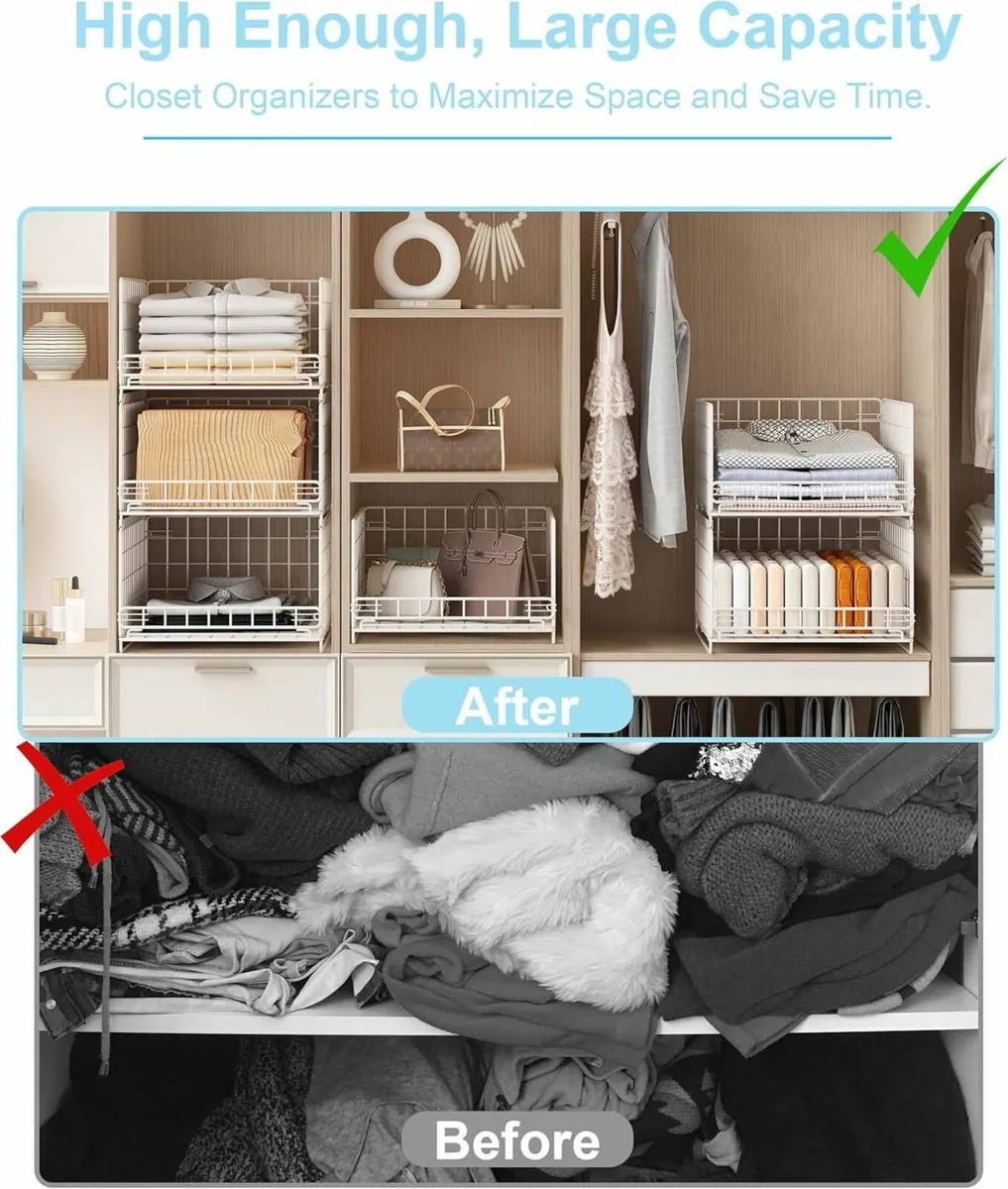 6 Pack Pull out Wardrobe Storage Organiser Drawer - Image 4