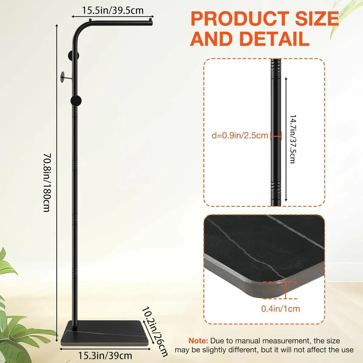 Metal Coat Stand 180cm L- shape Freestanding Rack - Image 3