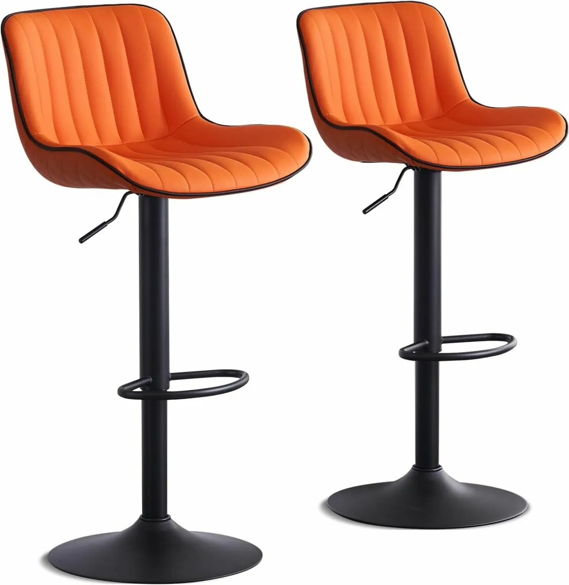 Orange Bar Stools Modern Design PU Leather Seat - Image 3
