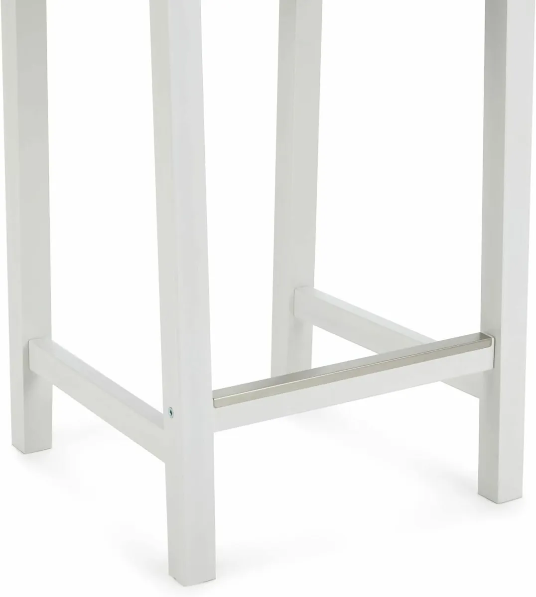 Single White Wood Kitchen Counter Stool with - Image 4