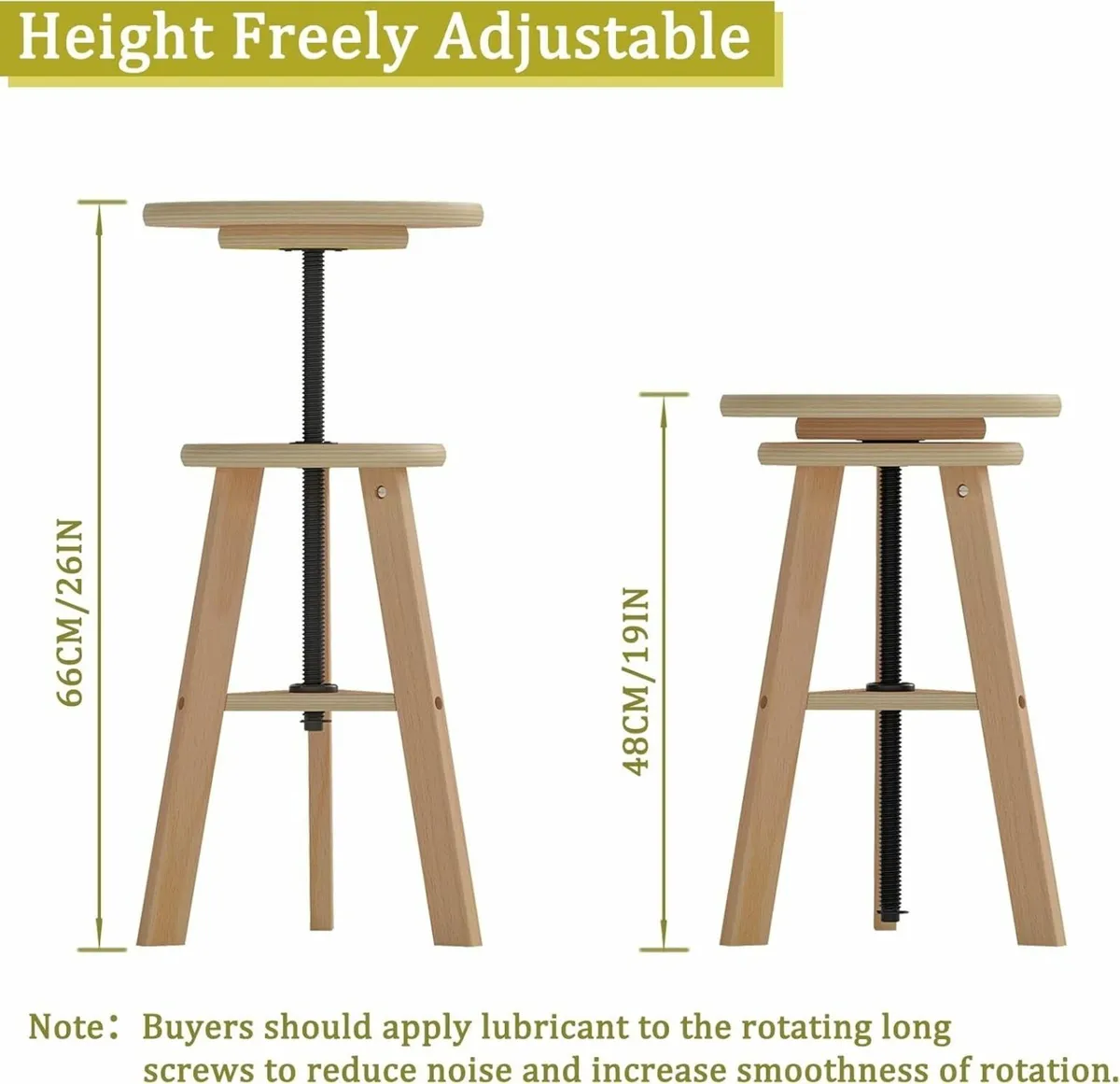 Wooden Drafting Stool 48-66cm Artist with - Image 3