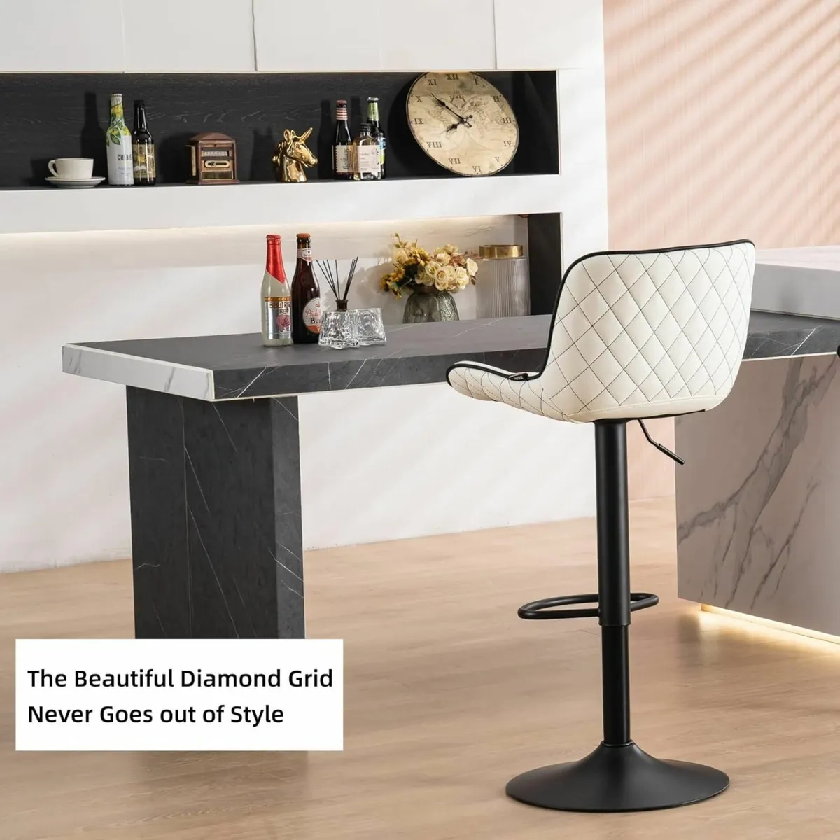 White Bar Stools Set of 2 Modern Design Counter - Image 4