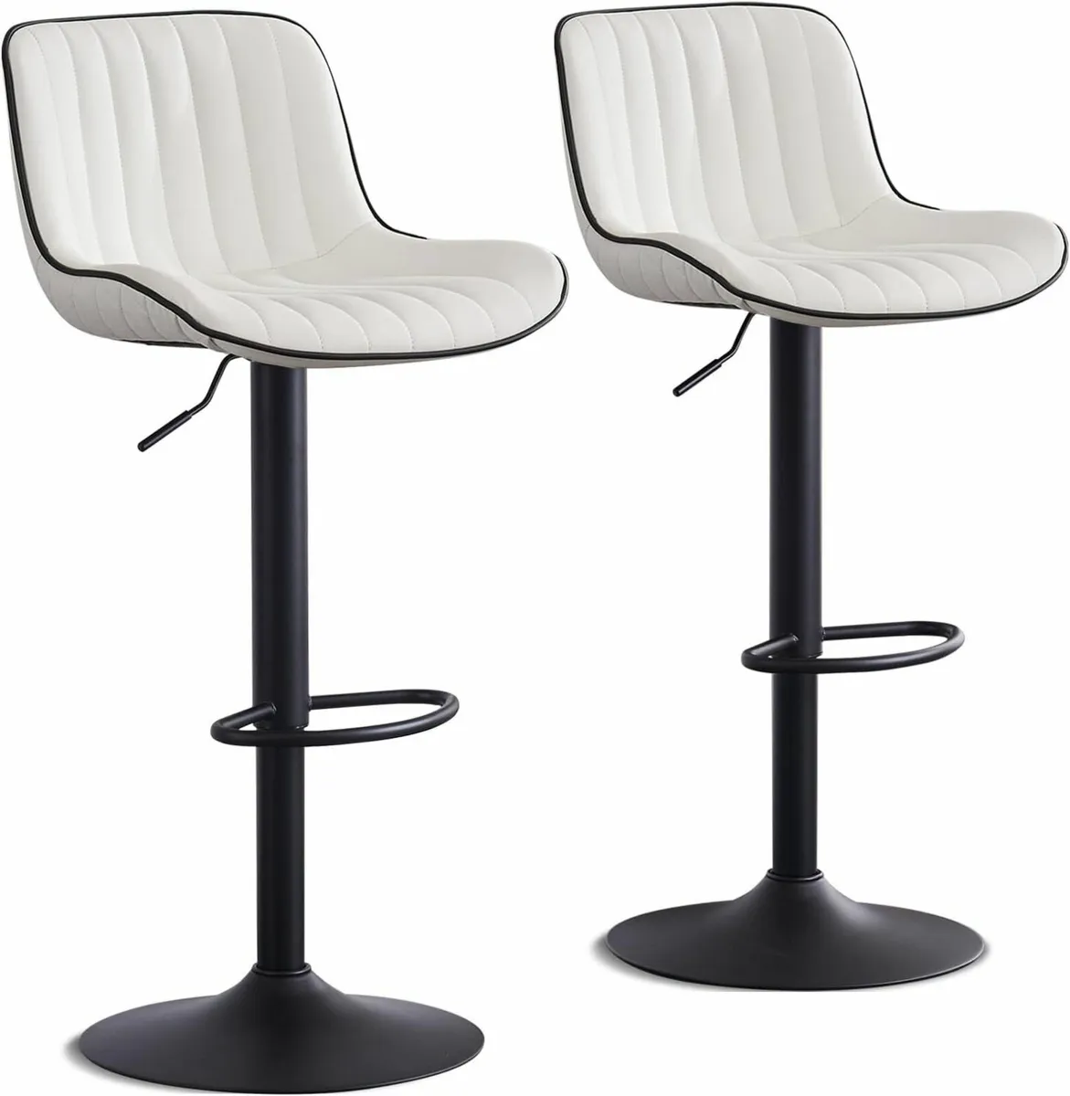 White Bar Stools Set of 2 Modern Design Counter - Image 3