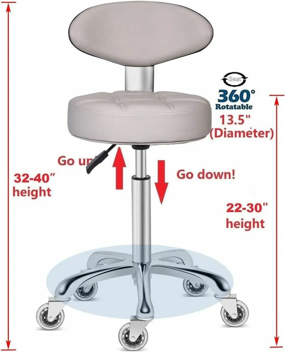 Rolling Stool Chair with Smooth-rolling Dual-wheel - Image 2