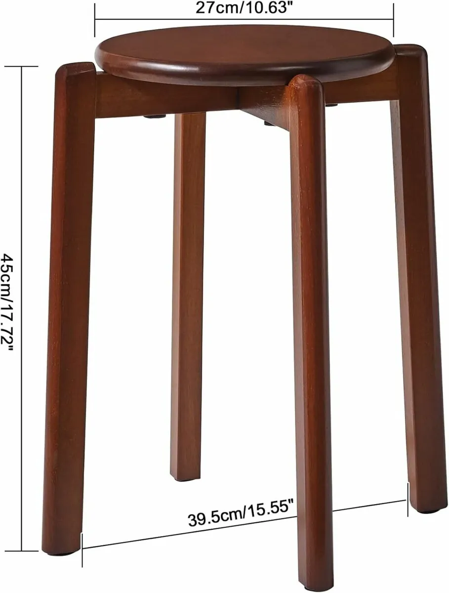 4pcs Solid Stackable Wood Round Stool Shoes - Image 3