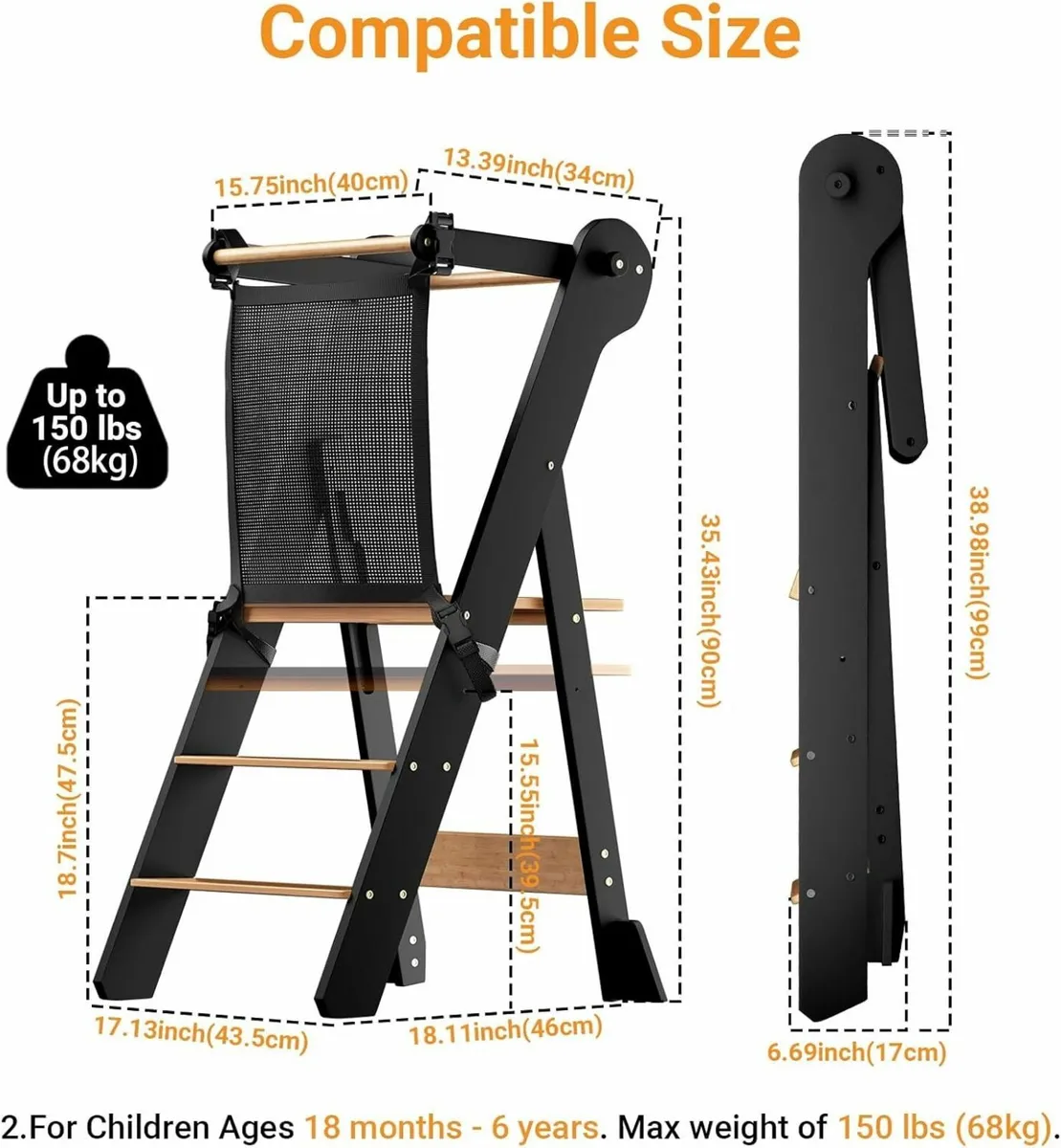 Foldable Toddler Step Stool for Kitchen - Space - Image 2