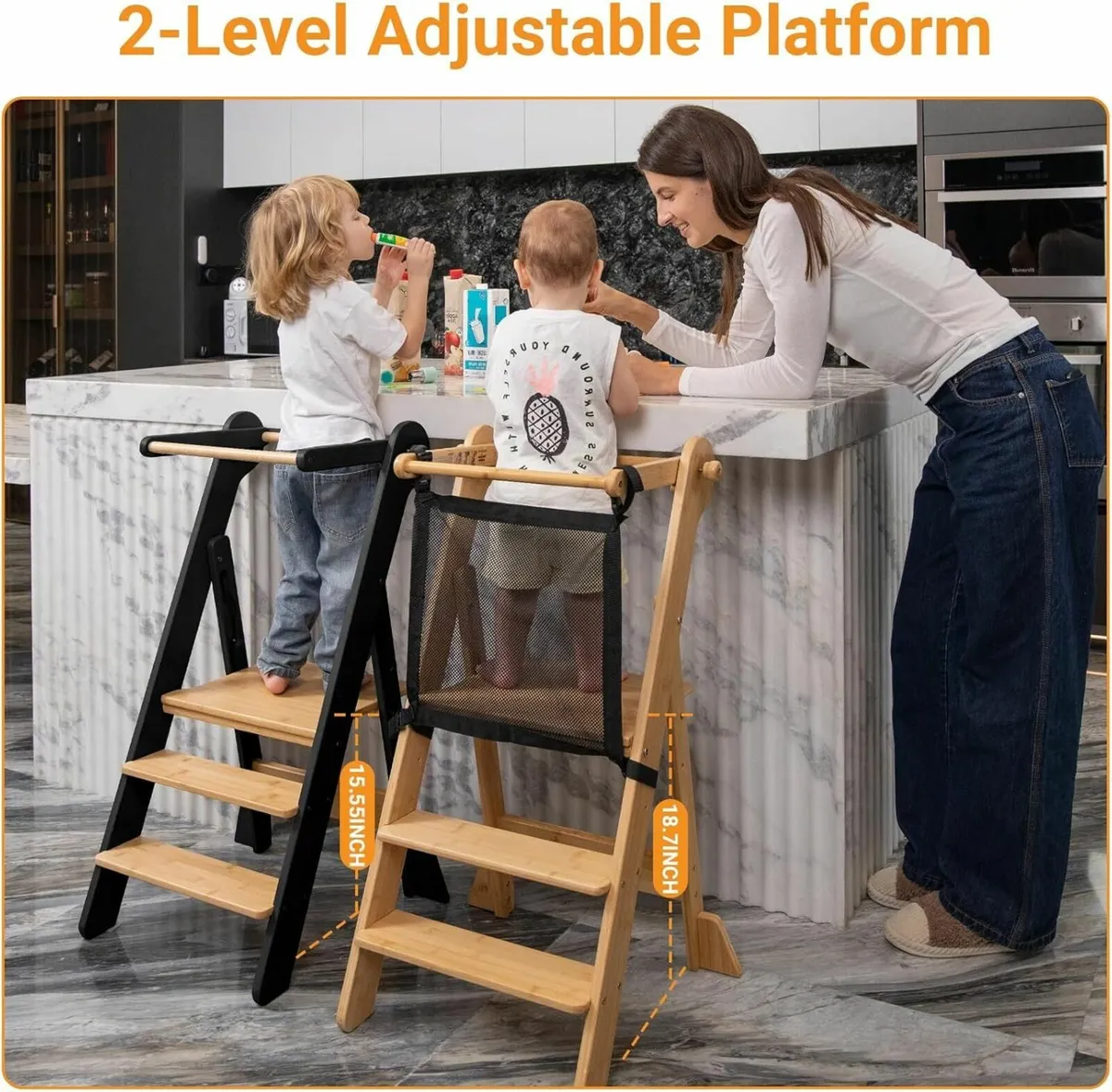 Foldable Toddler Step Stool for Kitchen - Space - Image 3