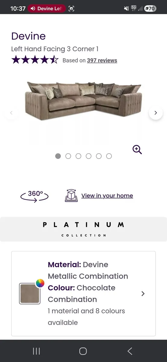 DFS Devine Left Facing Corner Sofa - Image 2