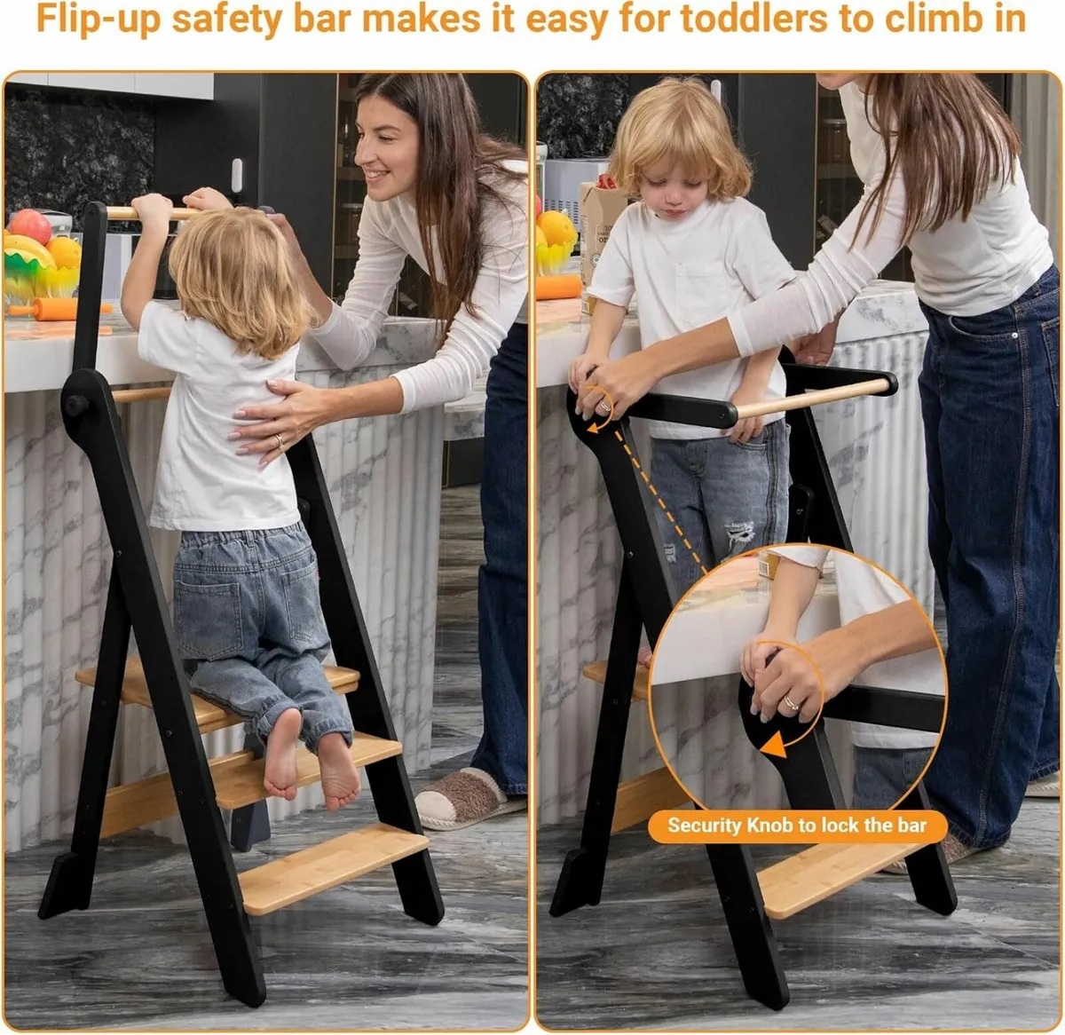 Foldable Toddler Step Stool for Kitchen - Space - Image 4