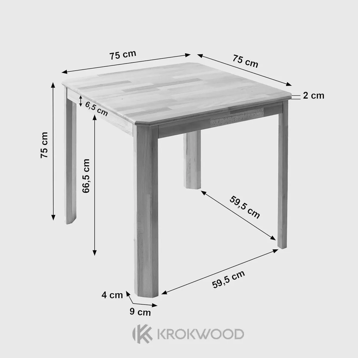 Berlin Dining Table Solid Wood in Beech (75 x 75 - Image 2