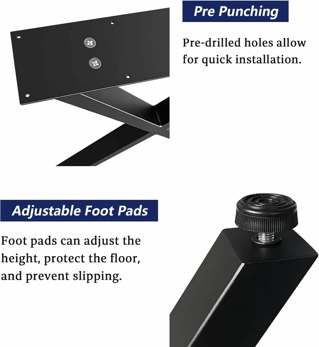Metal Table Legs 70 cm X-Shaped Frame with - Image 4