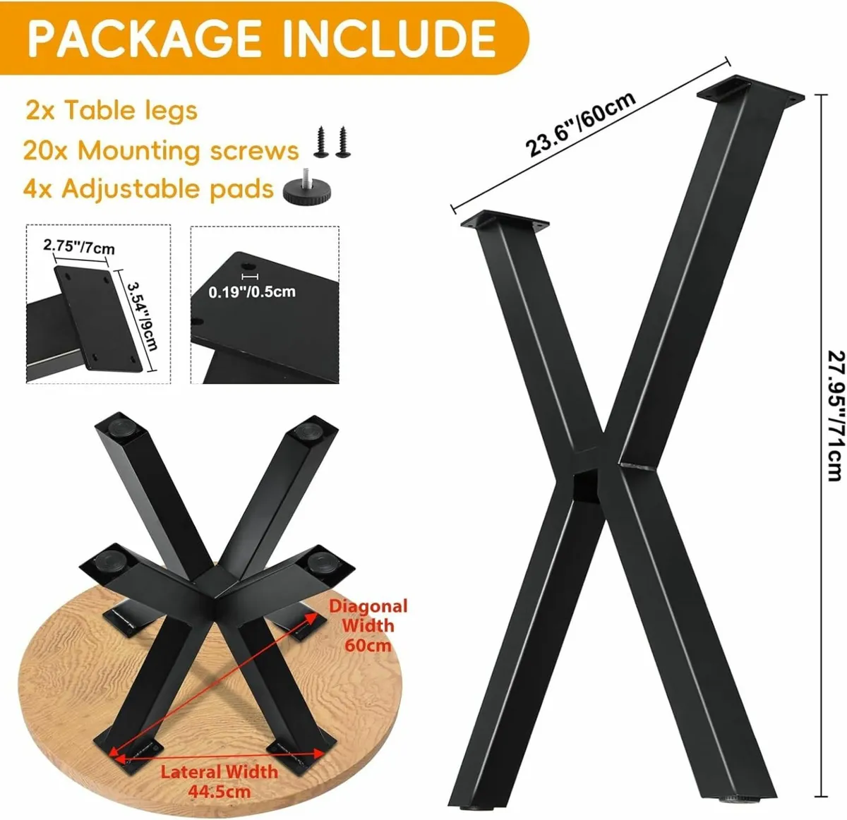 2PCS Heavy Duty Spider Table Legs Industrial - Image 2