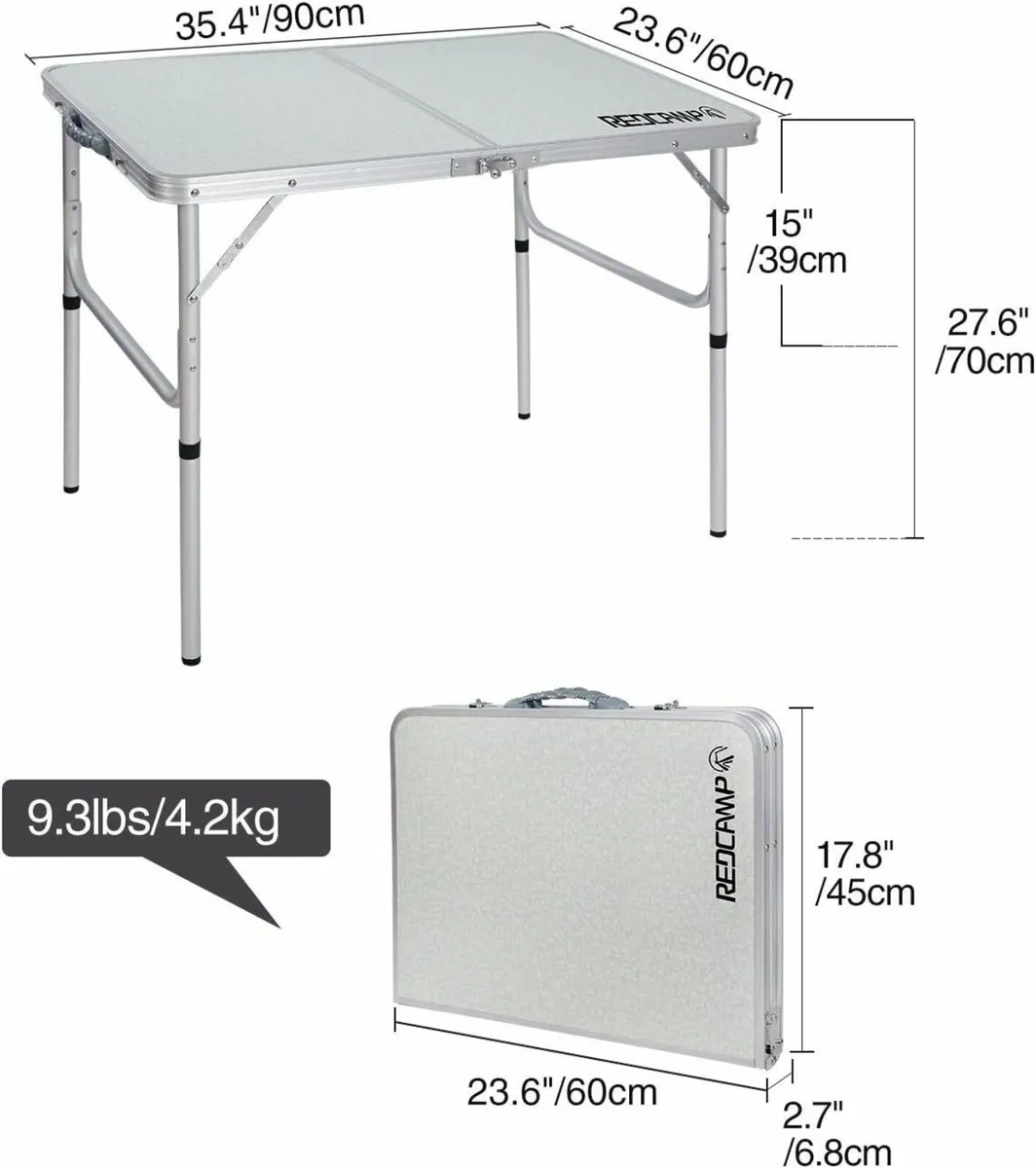 3ft Folding Camping Table with Adjustable Height - Image 3