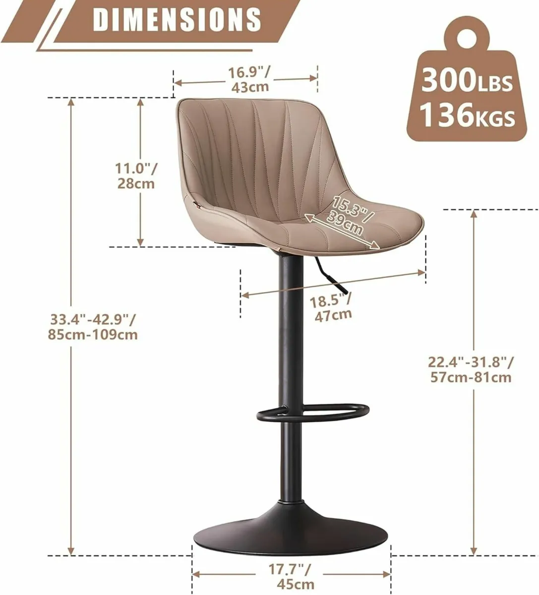 Bar Stools Set of 2 Swivel Tall Barstools with - Image 2