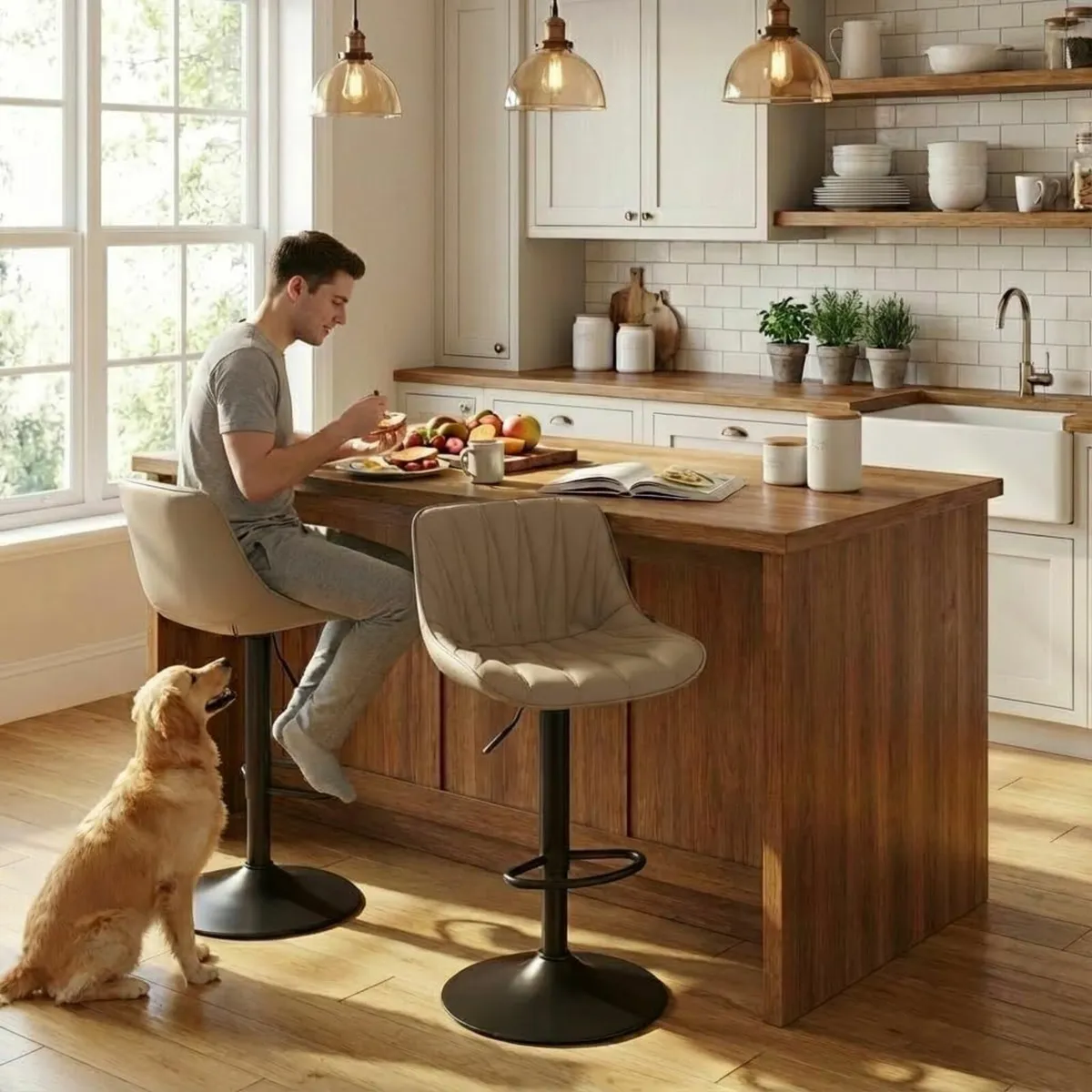 Bar Stools Set of 2 Swivel Tall Barstools with - Image 3