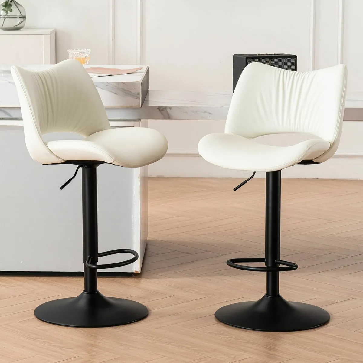 Bar Stools Set of 2 Adjustable Swivel Barstools - Image 1